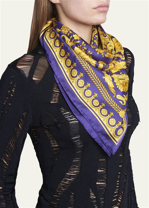 versace collection silk shawl with collage barock pattern|Versace Barocco Silk Twill Square Scarf .